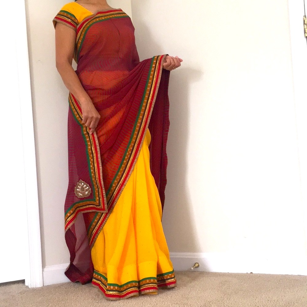Laheriya pallu sari with matching blouse 👌👌